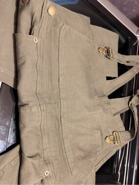 Women's Olive Skinny Utility Jumpsuit with Adjustable Straps